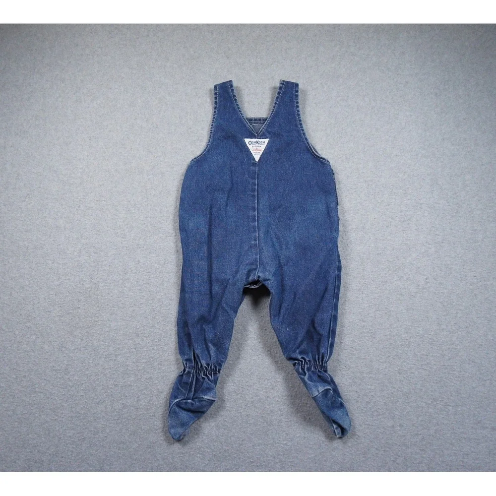 Vintage OshKosh Bgosh Vestbak Denim Footed Overalls Blue Made in USA 6-9 Months